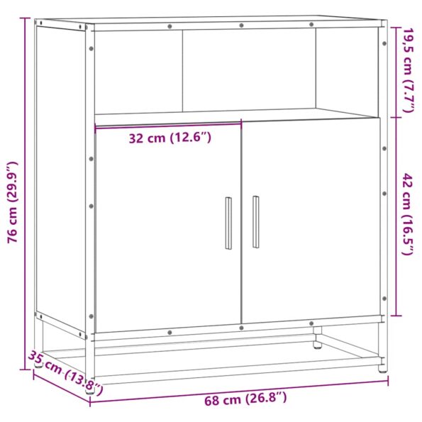 vidaXL Komoda dymový dub 68x35x76 cm kompozitné drevo – Obrázok 10