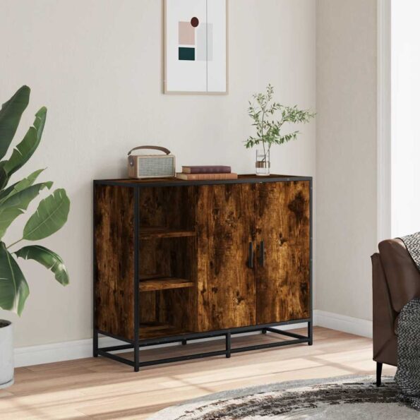 vidaXL Komoda dymový dub 92x35x76 cm kompozitné drevo – Obrázok 3
