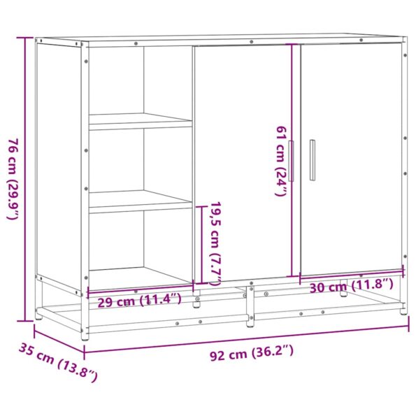 vidaXL Komoda dymový dub 92x35x76 cm kompozitné drevo – Obrázok 10
