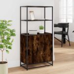 vidaXL Vysoká skrinka dymový dub 68x35x139 cm kompozitné drevo+kov – Obrázok 3