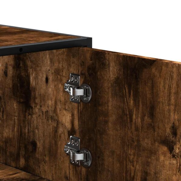 vidaXL Vysoká skrinka dymový dub 68x35x139 cm kompozitné drevo+kov – Obrázok 8