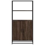 vidaXL Vysoká skrinka hnedý dub 68x35x139 cm kompozitné drevo+kov – Obrázok 4