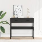 vidaXL Konzolový stolík čierna 90x35x80 cm kompozitné drevo – Obrázok 3