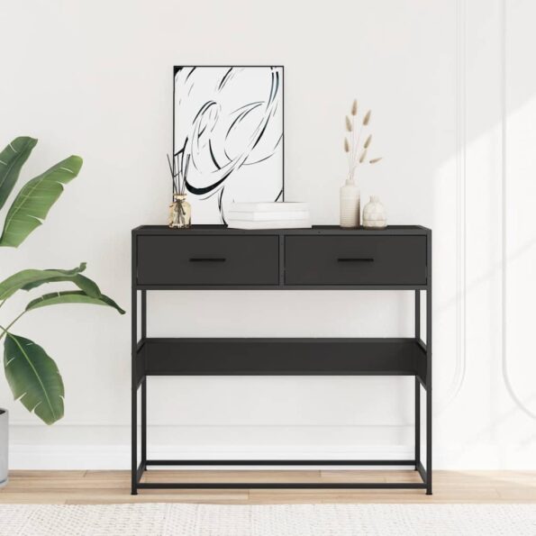 vidaXL Konzolový stolík čierna 90x35x80 cm kompozitné drevo – Obrázok 3