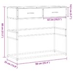 vidaXL Konzolový stolík čierna 90x35x80 cm kompozitné drevo – Obrázok 10