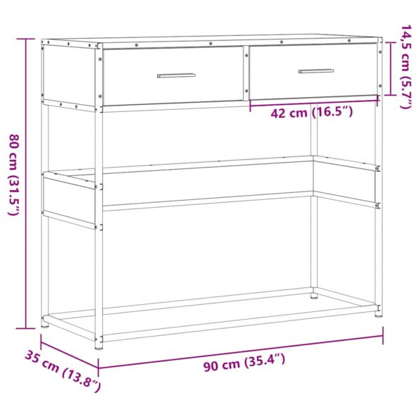 vidaXL Konzolový stolík čierna 90x35x80 cm kompozitné drevo – Obrázok 10