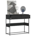 vidaXL Konzolový stolík čierna 90x35x80 cm kompozitné drevo