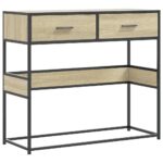 vidaXL Konzolový stolík dub sonoma 90x35x80 cm kompozitné drevo – Obrázok 2