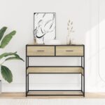 vidaXL Konzolový stolík dub sonoma 90x35x80 cm kompozitné drevo – Obrázok 3