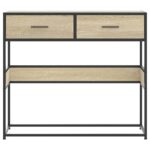 vidaXL Konzolový stolík dub sonoma 90x35x80 cm kompozitné drevo – Obrázok 4