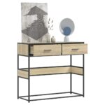 vidaXL Konzolový stolík dub sonoma 90x35x80 cm kompozitné drevo