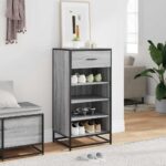 vidaXL Regál na topánky sivý sonoma 48x38x97,5 cm, kompozitné drevo – Obrázok 3