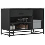 vidaXL Lavica na topánky čierna 80x40x53,5 cm kompozitné drevo+kov