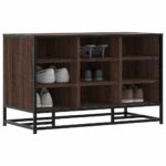 vidaXL Lavica na topánky hnedý dub 84x40x53,5 cm kompozitné drevo+kov