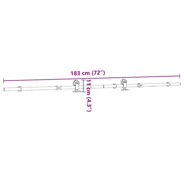vidaXL Kovanie na posuvné dvere 183 cm, nehrdzavejúca oceľ, strieborné – Obrázok 12