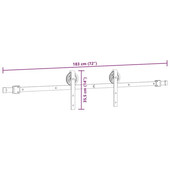 vidaXL Kovanie na posuvné dvere čierne 183 cm oceľové – Obrázok 12