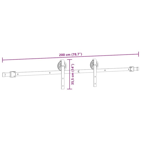 vidaXL Kovanie na posuvné dvere čierne 200 cm oceľové – Obrázok 12
