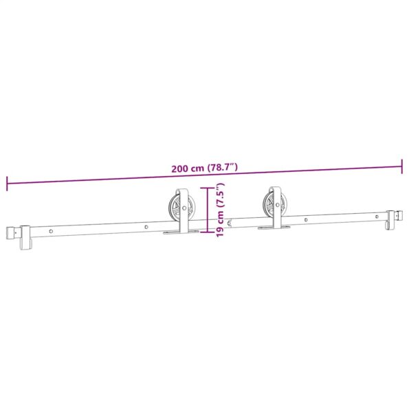 vidaXL Kovanie na posuvné dvere čierne 200 cm oceľové – Obrázok 12