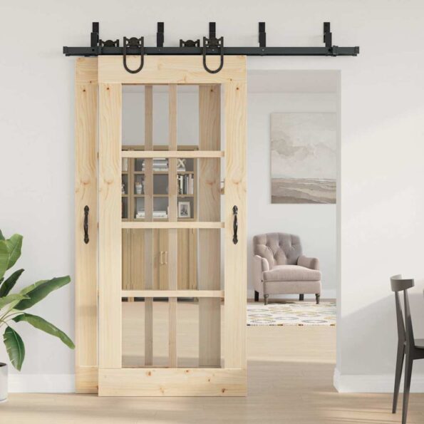 vidaXL Kovanie na posuvné dvere čierne 183 cm oceľové – Obrázok 3