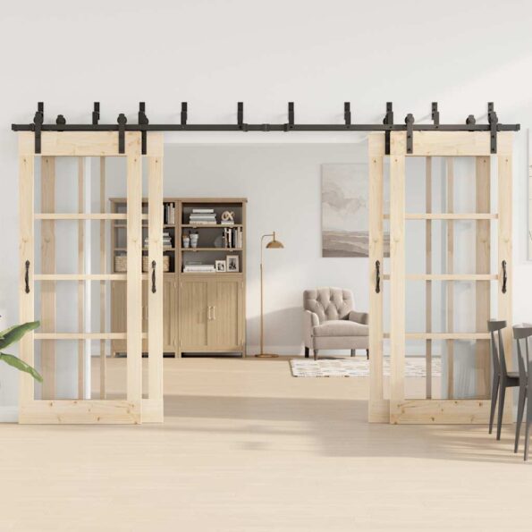 vidaXL Kovanie na posuvné dvere čierne 183 cm oceľové – Obrázok 3