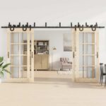 vidaXL Kovanie na posuvné dvere čierne 200 cm oceľové – Obrázok 3