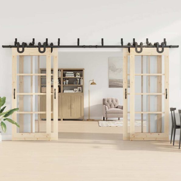 vidaXL Kovanie na posuvné dvere čierne 200 cm oceľové – Obrázok 3