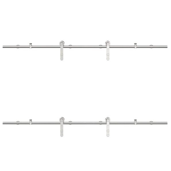 vidaXL Kovanie na posuvné dvere 183 cm, nehrdzavejúca oceľ, strieborné – Obrázok 6