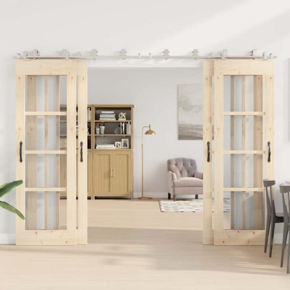 vidaXL Kovanie na posuvné dvere 183 cm, nehrdzavejúca oceľ, strieborné – Obrázok 3