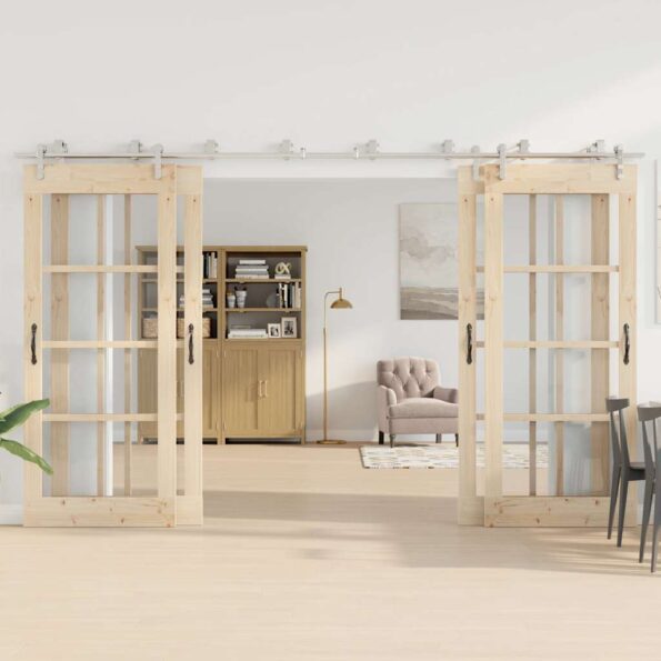 vidaXL Kovanie na posuvné dvere 183 cm, nehrdzavejúca oceľ, strieborné – Obrázok 3