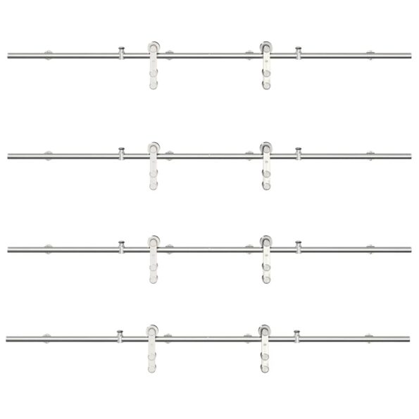 vidaXL Kovanie na posuvné dvere 183 cm, nehrdzavejúca oceľ, strieborné – Obrázok 6