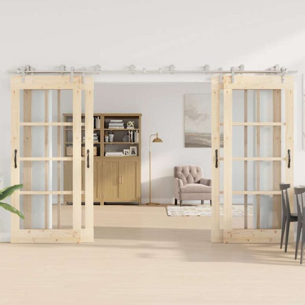 vidaXL Kovanie na posuvné dvere 183 cm, nehrdzavejúca oceľ, strieborné – Obrázok 3