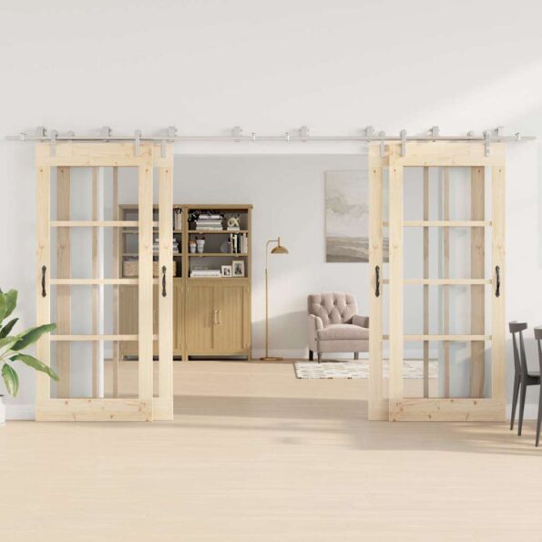 vidaXL Kovanie na posuvné dvere 200 cm, nehrdzavejúca oceľ, strieborné – Obrázok 3