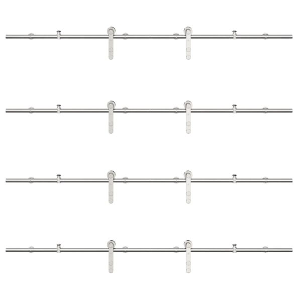 vidaXL Kovanie na posuvné dvere 200 cm, nehrdzavejúca oceľ, strieborné – Obrázok 6