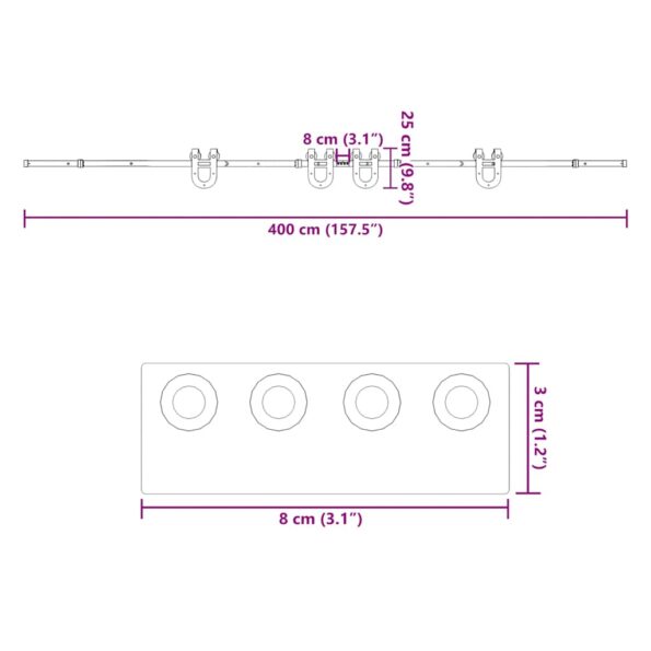 vidaXL Kovanie na posuvné dvere čierne 200 cm oceľové – Obrázok 12