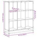 vidaXL Knižnica, tmavý dub 97,5x33x107,5 cm, kompozitné drevo a kov – Obrázok 9