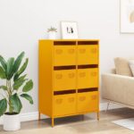 vidaXL Vysoká skrinka horčicovožltá 68x39x101,5 cm oceľ – Obrázok 3
