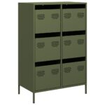 vidaXL Vysoká skrinka olivovozelená 68x39x101,5 cm oceľ – Obrázok 2