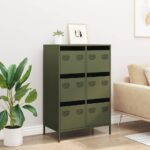 vidaXL Vysoká skrinka olivovozelená 68x39x101,5 cm oceľ – Obrázok 3