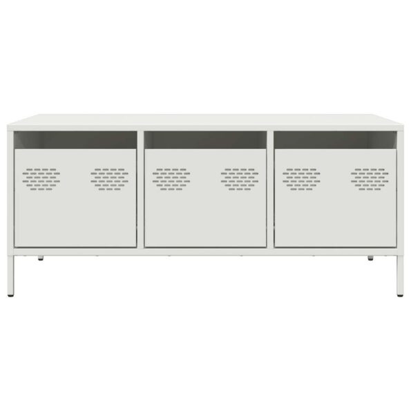 vidaXL Konferenčný stolík biely 101,5x50x43,5 cm oceľ – Obrázok 4