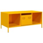 vidaXL Konferenčný stolík horčicovožltý 101,5x50x43,5 cm oceľ – Obrázok 2