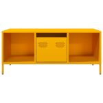vidaXL Konferenčný stolík horčicovožltý 101,5x50x43,5 cm oceľ – Obrázok 4