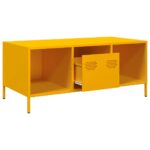vidaXL Konferenčný stolík horčicovožltý 101,5x50x43,5 cm oceľ – Obrázok 5