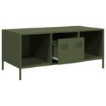 vidaXL Konferenčný stolík olivovozelený 101,5x50x43,5 cm oceľ – Obrázok 5