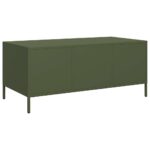 vidaXL Konferenčný stolík olivovozelený 101,5x50x43,5 cm oceľ – Obrázok 7
