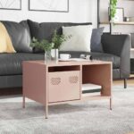 vidaXL Konferenčný stolík ružový 68,5x50x43,5 cm oceľ – Obrázok 3