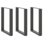 vidaXL Stolové nohy na konferenčný stolík v tvare U 3 ks antracitový