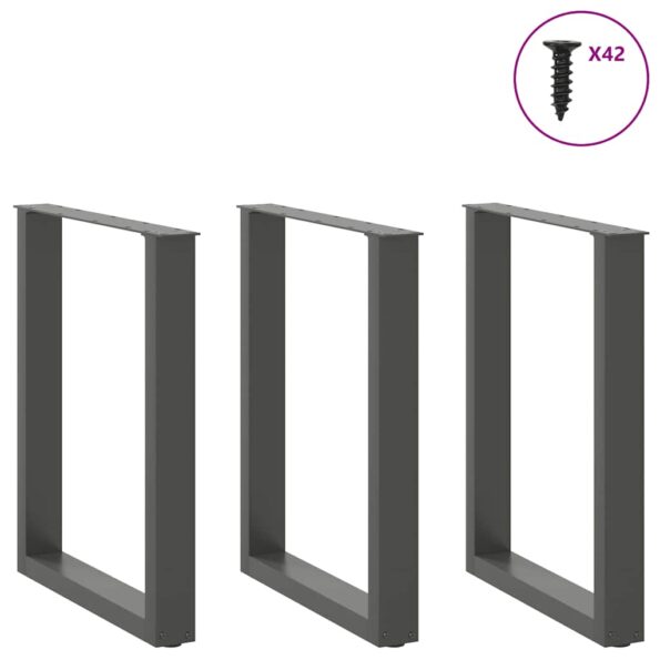 vidaXL Stolové nohy na konferenčný stolík v tvare U 3 ks antracitový – Obrázok 3