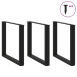 vidaXL Nohy k jedálenskému stolu v tvare U, 3 ks, čierne, 80 x (72-73) cm, oceľové – Obrázok 3