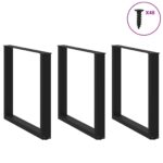 vidaXL Stolové nohy na konferenčný stolík v tvare U 3 ks čierny oceľ – Obrázok 3