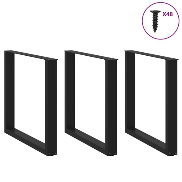 vidaXL Stolové nohy na konferenčný stolík v tvare U 3 ks čierny oceľ – Obrázok 3